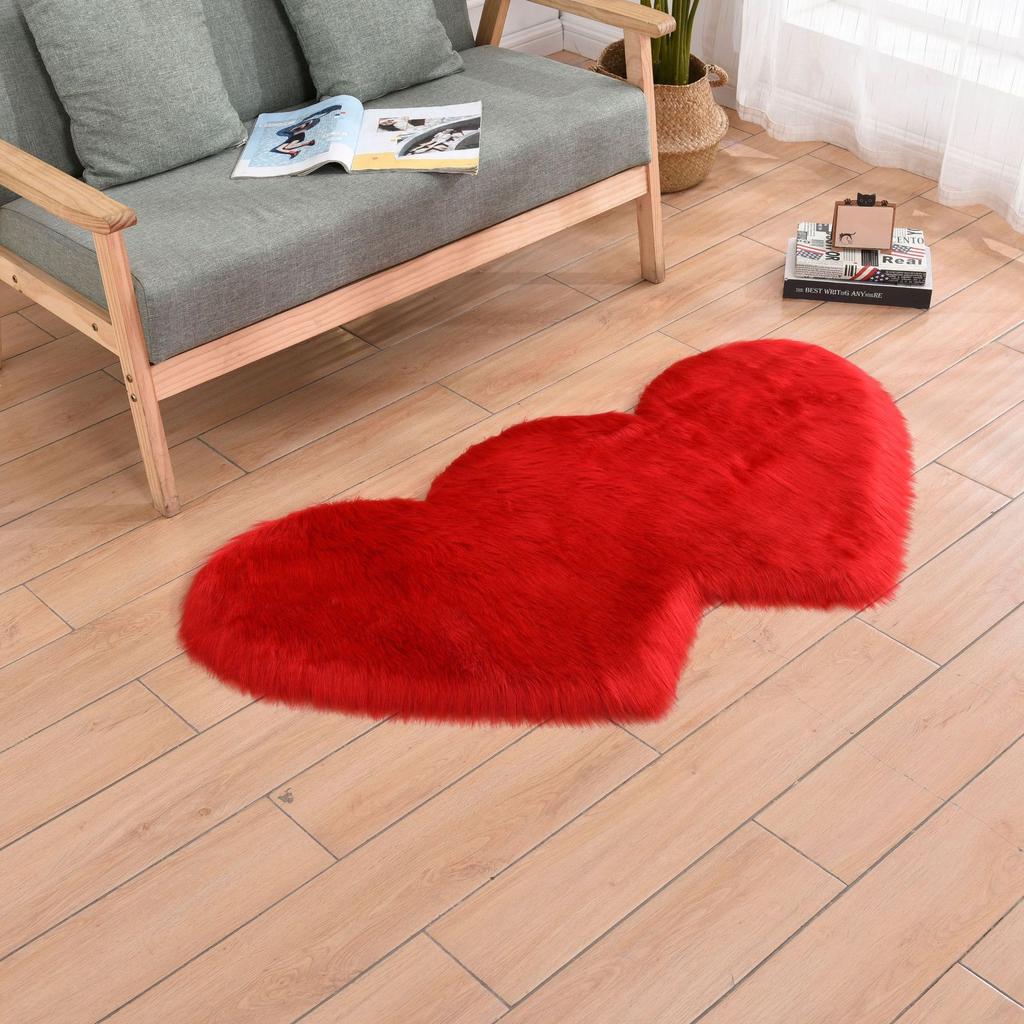 Double Heart Shape Carpets Soft Plush Doormat Floor Non Slip Rugs Living Room Sofa Plush Carpet Bedroom Cover Mattress