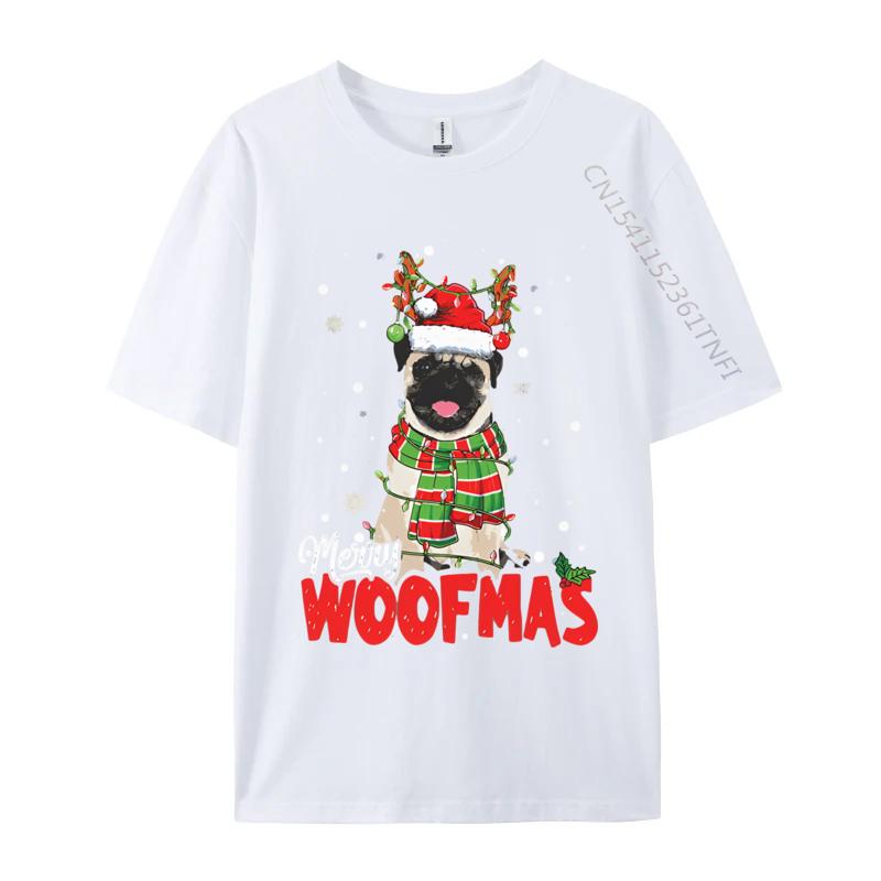 

Aesthetic Merry Woofmas Pug Dog Santa Dog Lights Tshirt Men T Shirts Graphic Tshirts For Men Plus Size Tops Streetwear Men S