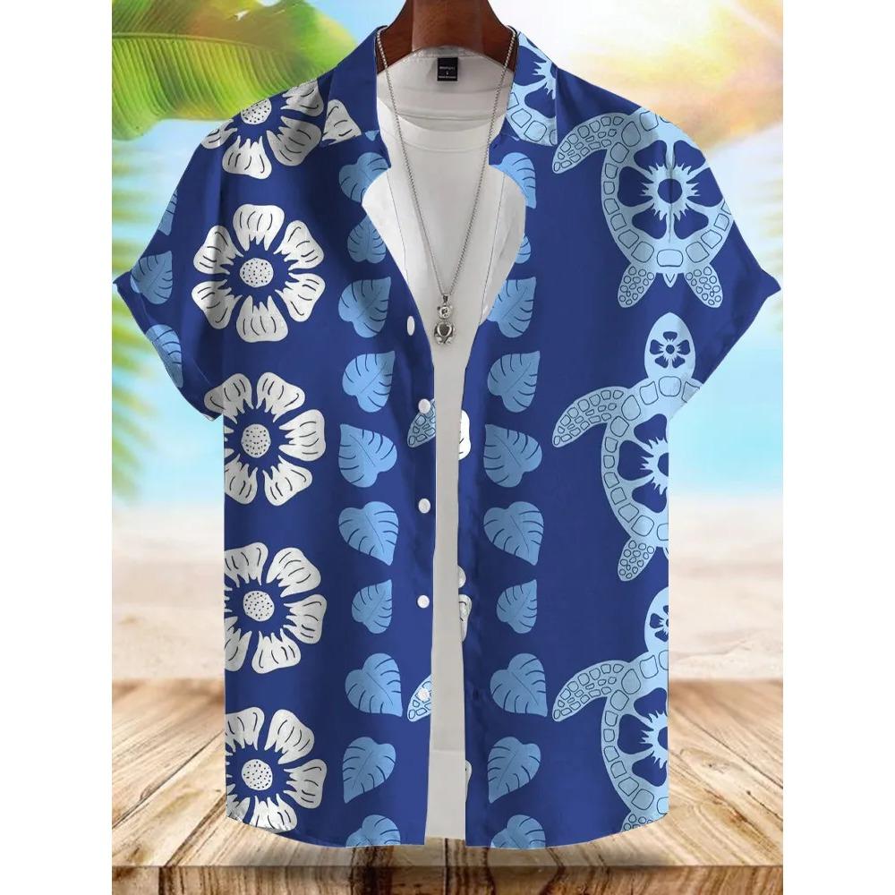 Seaside Hawaiian Style Men's Shirt Summer Vacation Casual Men's Short-sleeved Shirt Outdoor Beach Loose Comfortable Men's Shirt