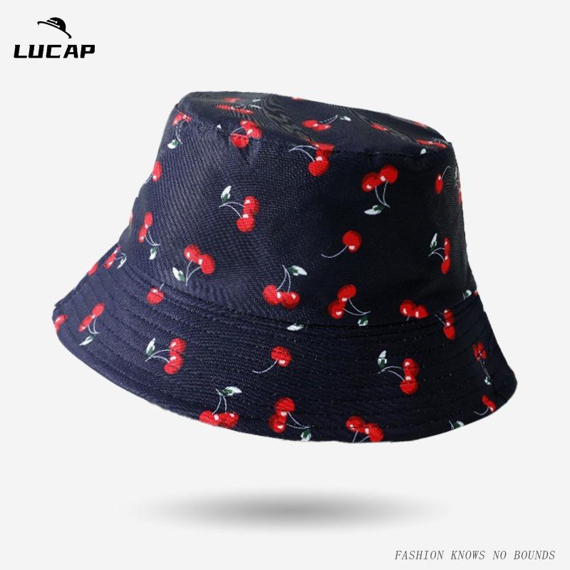 New men's and women's front and back double-sided basin hats, popular printed bucket hats, outdoor casual sun hats
