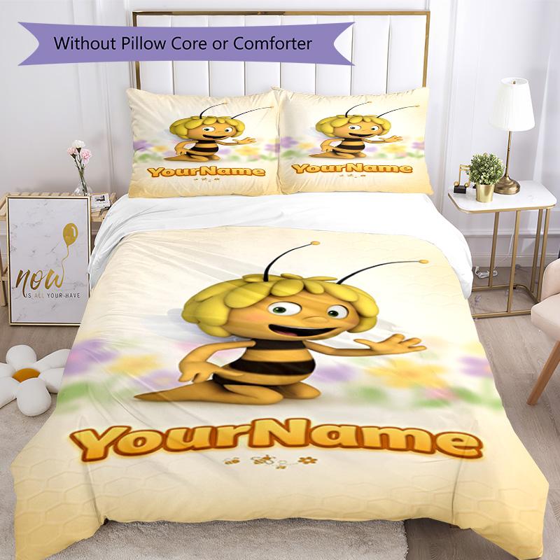 Biene Maja Customize Your Name Bedding Set Breathable Duvet Cover with Pillowcases Home Decoration Birthday Gift