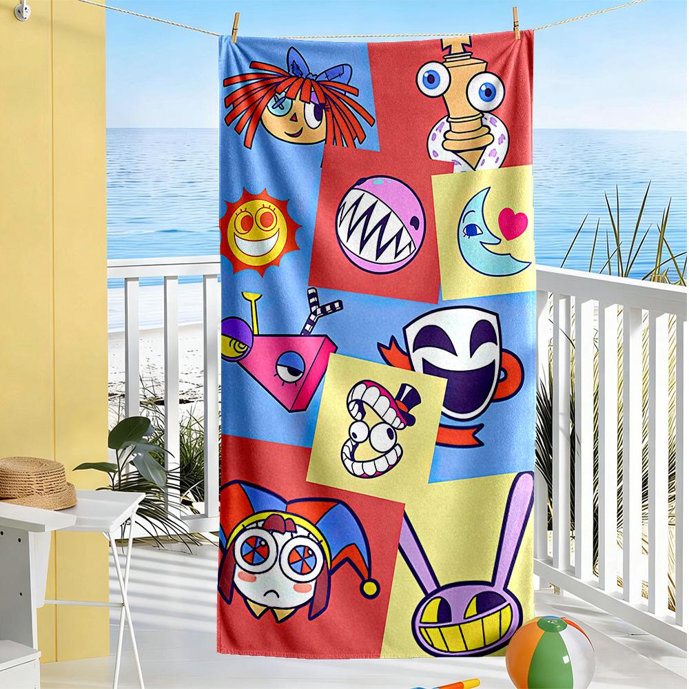 Digital Circus Beach Towel High Absorbency & Quick-Dry Comfortable Lightweight