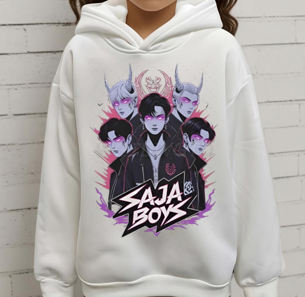 Anime Kpop Demon Hunters Saja Boys Hoodies Long Sleeve Casual Sweatshirt Harajuku Pullover Fans Gift Children's Boy Hooded Sweatshirts