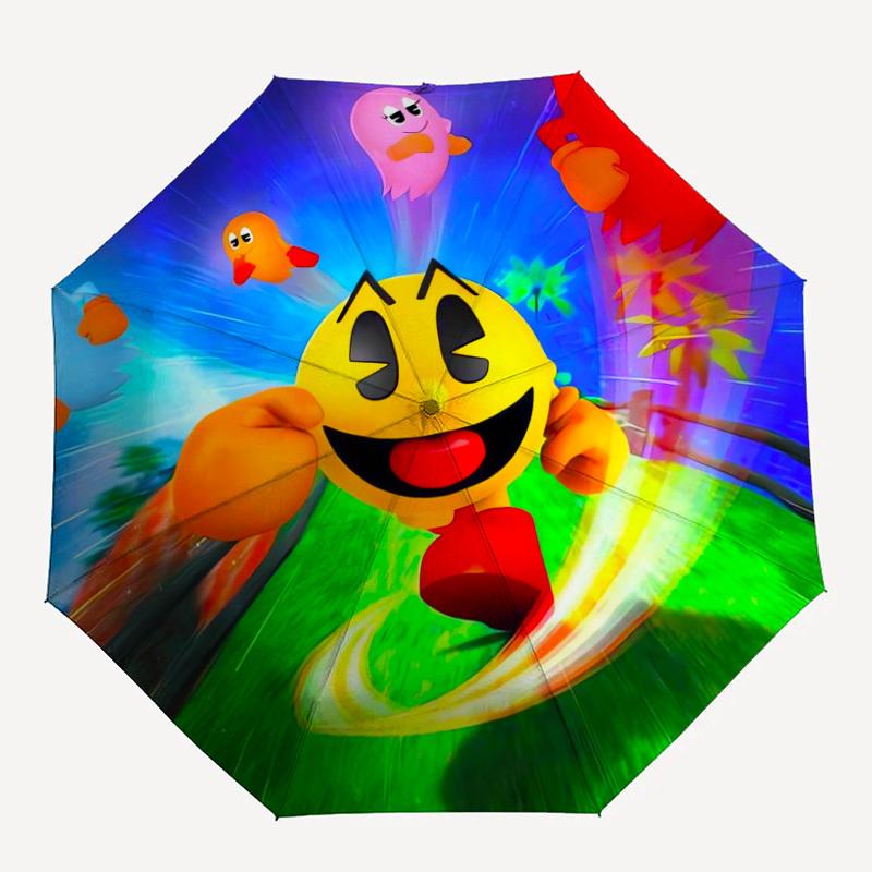 1 шт. Компактный складной ветрозащитный зонт с рисунком Pac-Man, Автоматический складной зонт, Автоматическое открытие/закрытие, Подарок-81