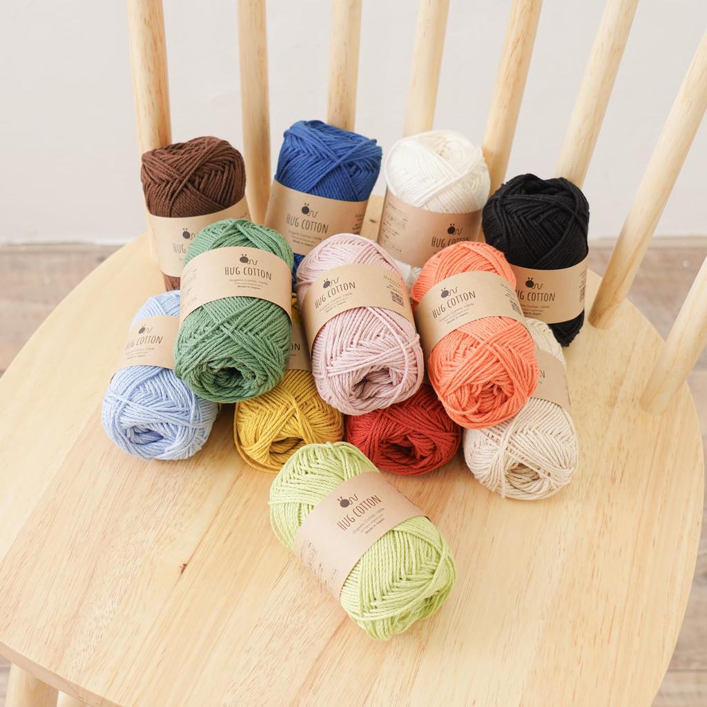Hug Cotton Wool Medium 30g Made In Yarn, Weight, (approx. 84m), 100% Cotton, Japan, 5-Ball Set, Yellow-Green