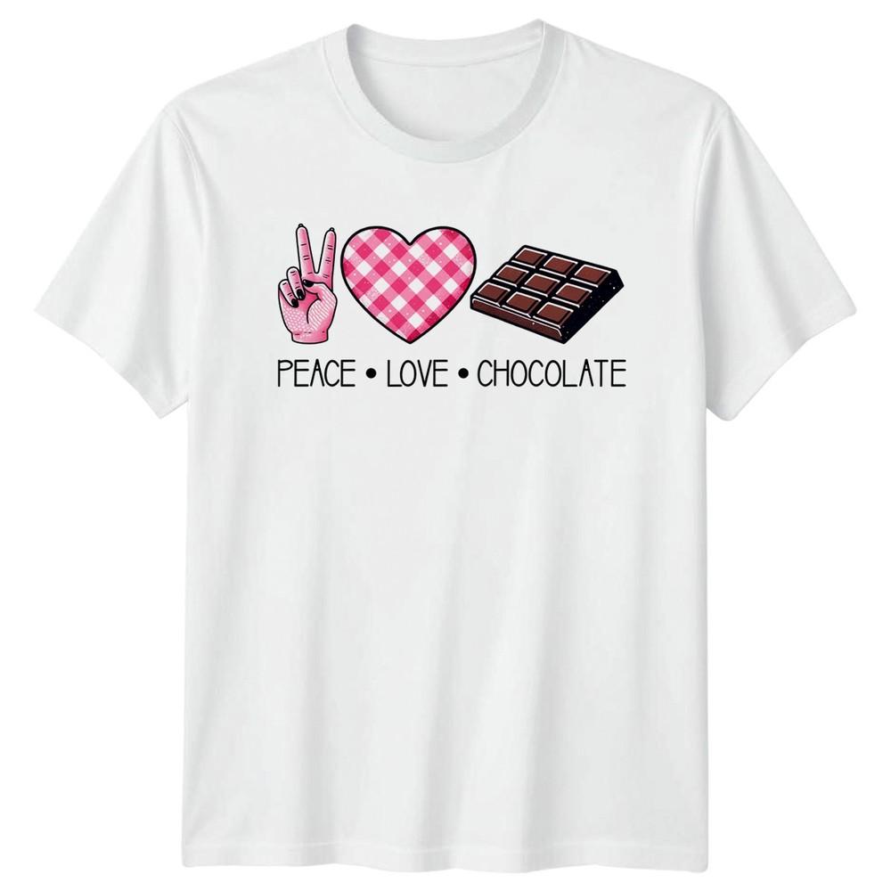 Peace Love Chocolate Unisexs TShirt Chocolate Lover Valentines Day Gift S