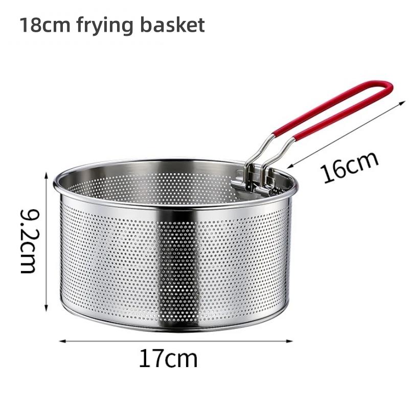304 Stainless Steel Fried Mesh Kitchen Fry Basket Cooking Basket Fry Pan Oil Pan Strainer Noodle Spoon Colander French Fries6