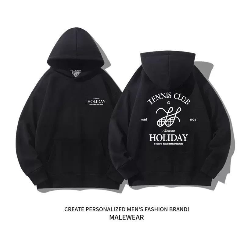 

Tennis Sweatshirt Women 2025 New Arrival Best Selling Sports Style American Retro Tennis Outwear Black-Hooded [Spring & Fall regular Version]] L