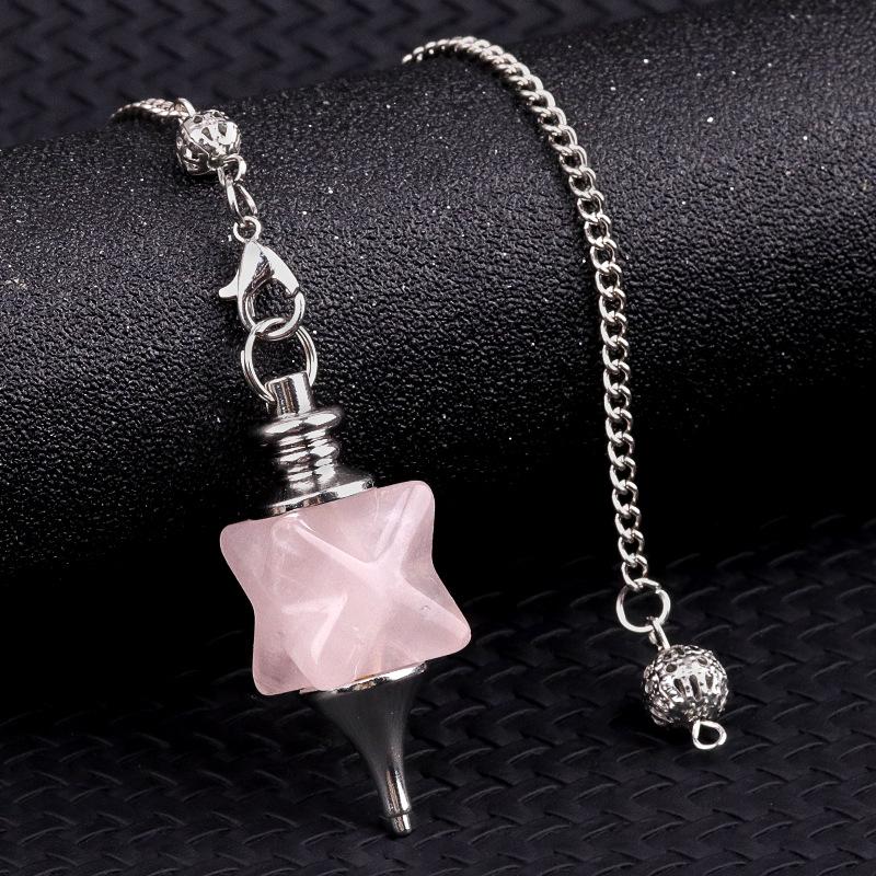 1pc Natural Stone Quartz Pendulum Crystal Merkaba Star Pendant Onyx Men Women Pendant Hexagram Necklaces Trendy Jewelry