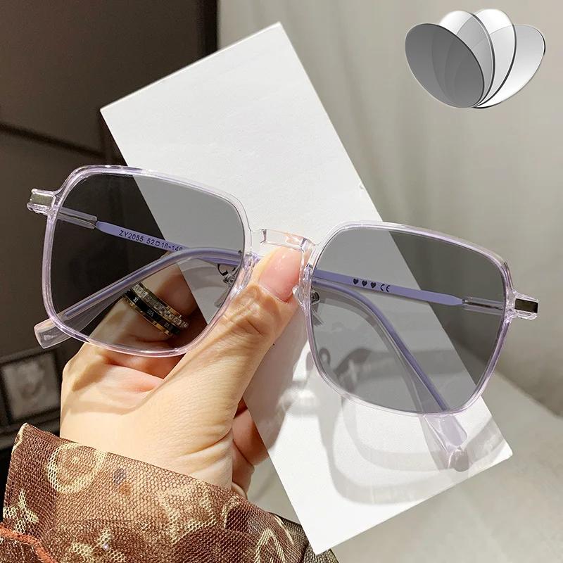 Women Fashion Vintage Pochromic Glasses Luxury Square Far Sight Presbyopia Male Female Fashion UV Sunglasses with Diopters