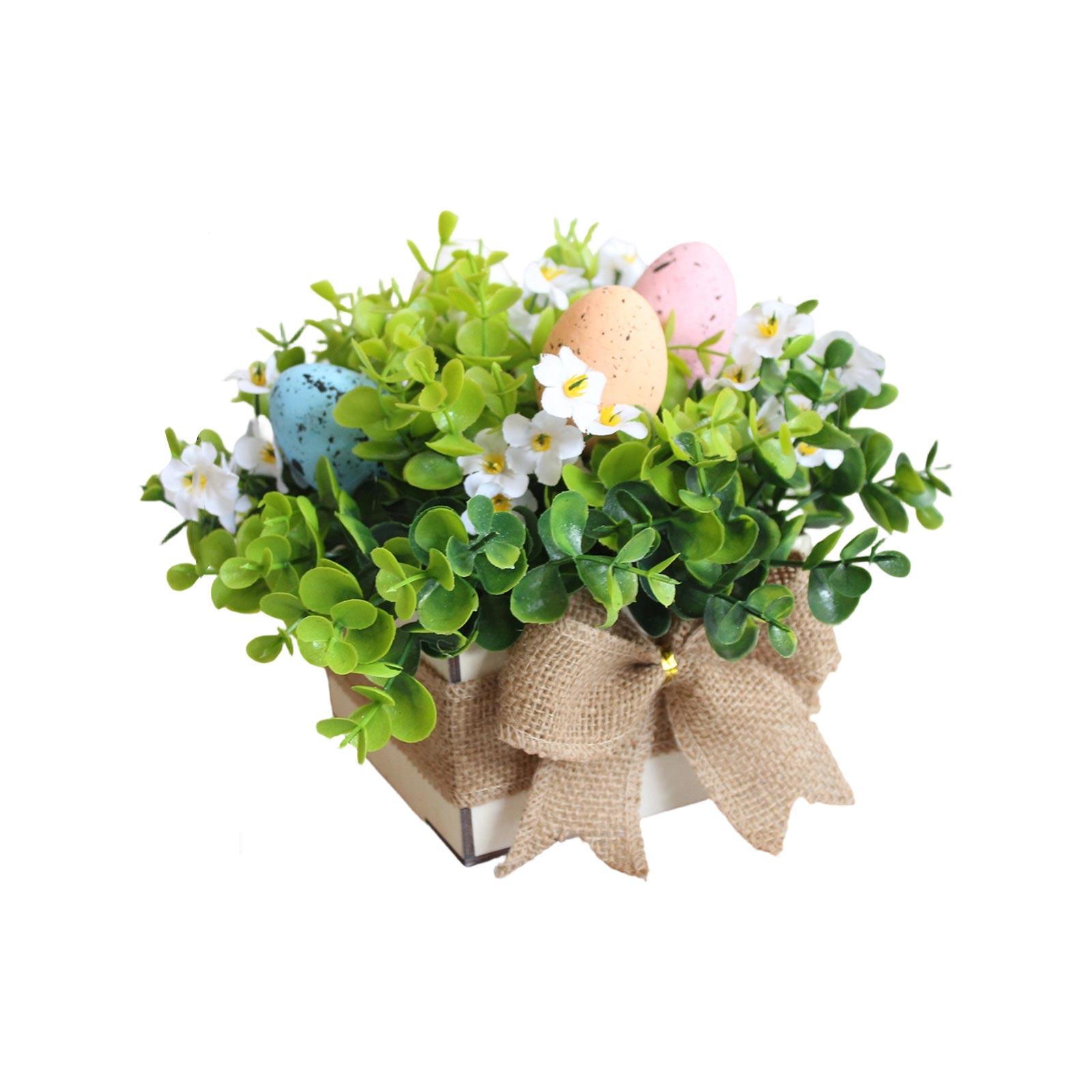 

Easter Egg-shaped Artificial Green Plant Potted Plant, Tabletop Festive Floral Arrangement