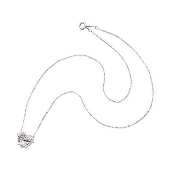Cinnamoroll Dancing Stone Necklace Open Heart Silver 925 Cubic Zirconia.