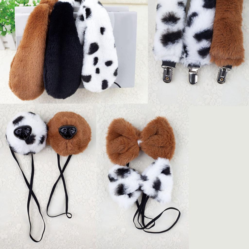 Animal Ear Headband for Child Spotted Dog Headband/Bowtie/Tail Stage Suit for Kids Halloween Cosplay Party Costume Set