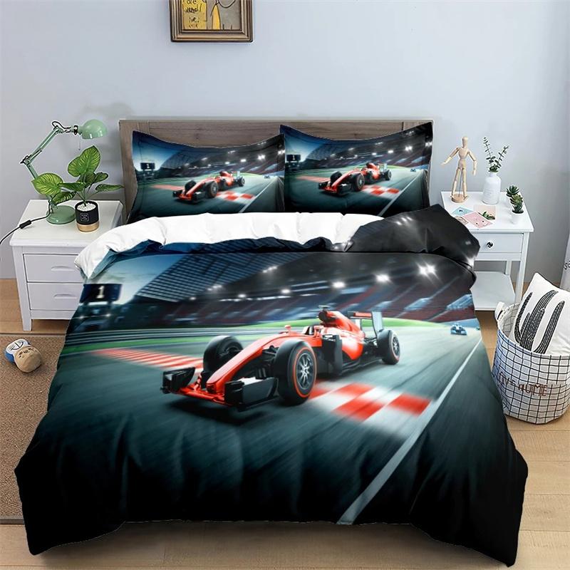 3D Car King Queen Duvet Cover Vintage Lightweight Train Bedding Set for Teens Adult Racing Supercar 2/3pcs Polyester Quilt Cover