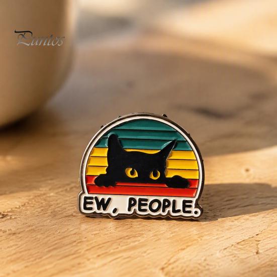 Animal Lapel Pin Cartoon Black Cat Brooch Pin, Enamel for Canvas Bags Men Women, Decorative Badge Clothing Scarves Sweaters Metal Jackets Pins