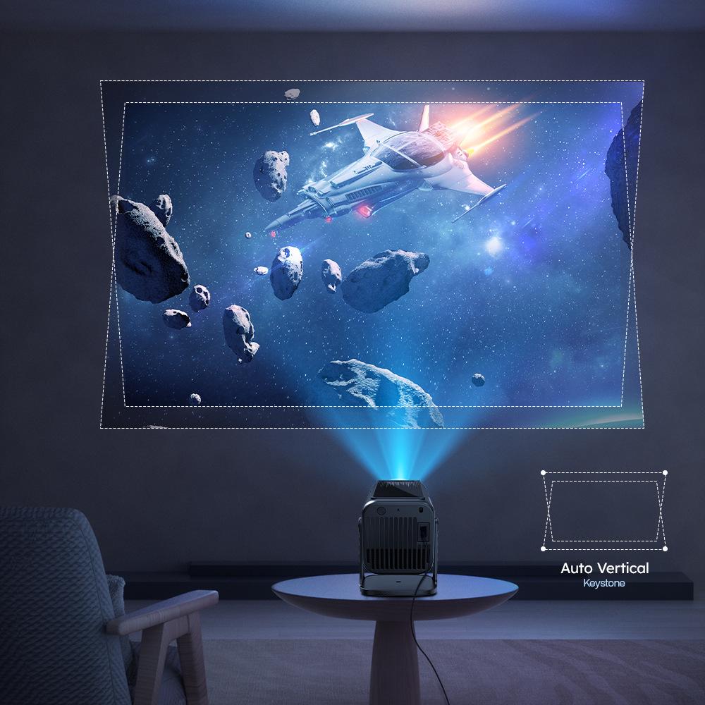CrossV1 HY500 4K Android Projector, 1080P HD, Wireless Screen Mirroring, Portable for Home & Outdoor Use.