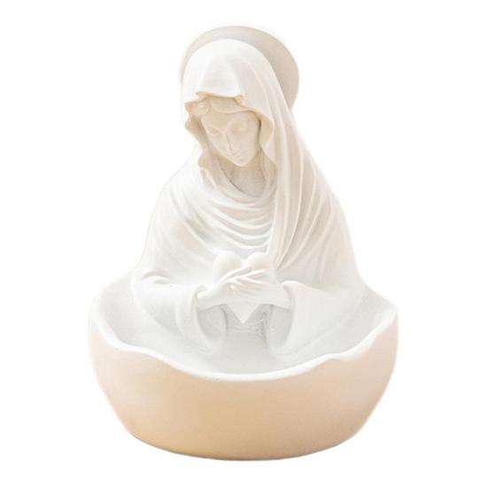 Virgin Mary Statue Rosary Holder Our Lady Rosary Bowl Resin Figurine Sculpture Home Office Bookshelf Desktop Decoration Ornament