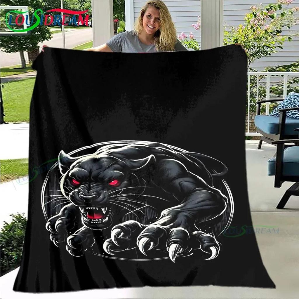 Fashion Panther Leopard Pattern Blanket Flannel Thin Blanket Portable Home Travel Office Lunch Break Blanket Birthday Gift
