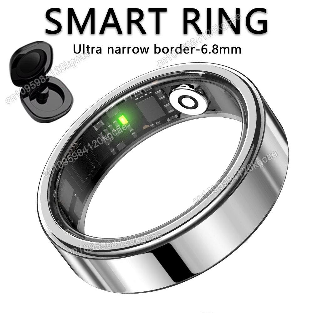 New R09 Smart Ring Men Women with Charging Case,Heart Rate Blood Oxygen Sleep Monitor, Multiple Sport Mode, 5ATM Waterproof Ring
