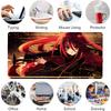 Gaming Mouse Pad Large Desk Mat Stitched Edges Fiery Red Hair Anime Sword Girl Print Keyboard Pad for Gamer Office Home