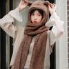 Winter Teddy Bear Hooded Scarf Hooded Muffler Poggle Scarf