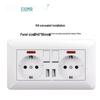 Curved White European Standard Socket Panel with Double USB & Type C, German Switch, Concealed Installation