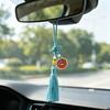 Vintage Copper Coin Car Charm Chinese Style Car Rearview Mirror Hanging Decoration Feng Shui Ornament Pendant Interior Accessories