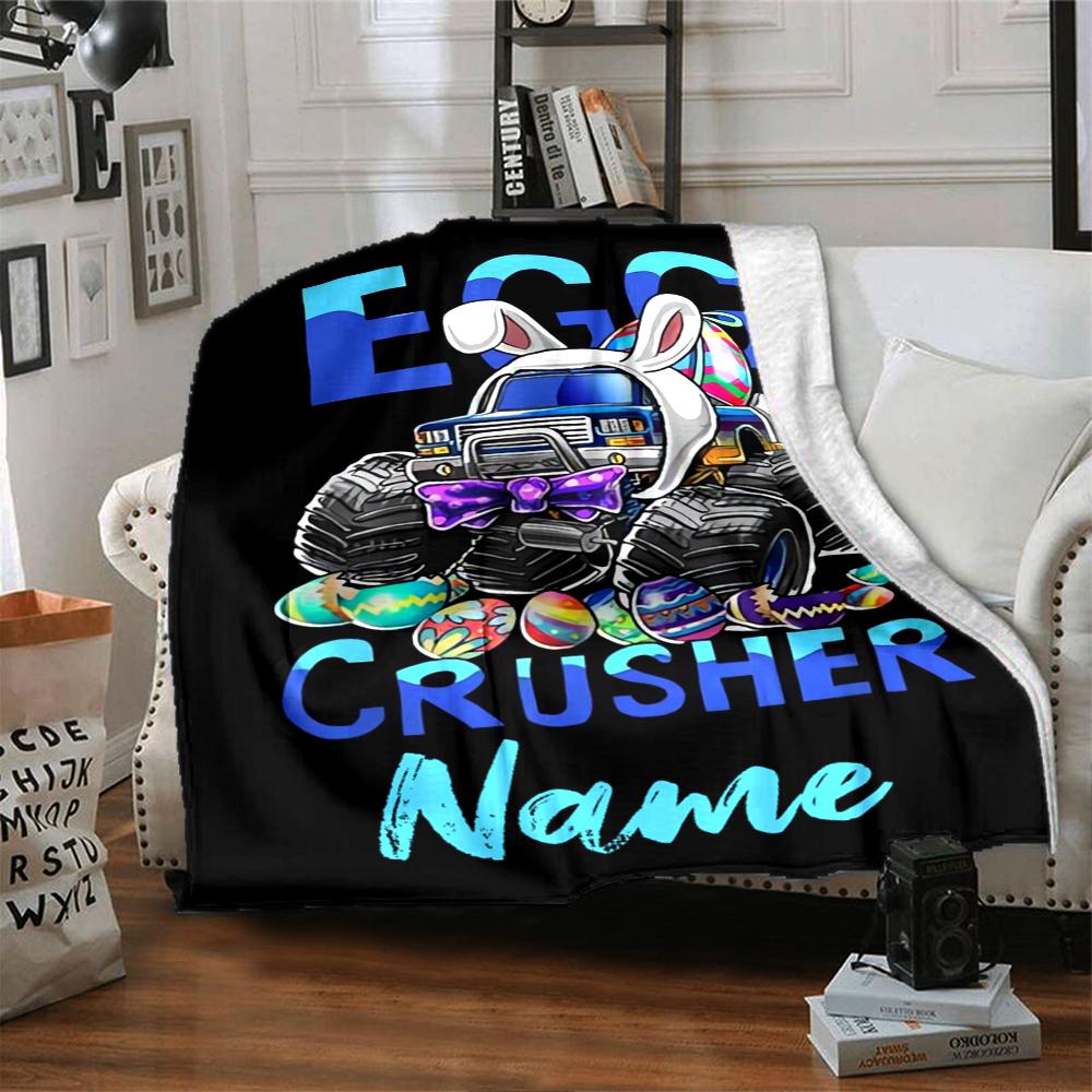 Custom Name Truck Theme Printed Blanket - Perfect for Couch, Bed, Travel & Outdoor Use | Machine Washable, Cozy & Durable.