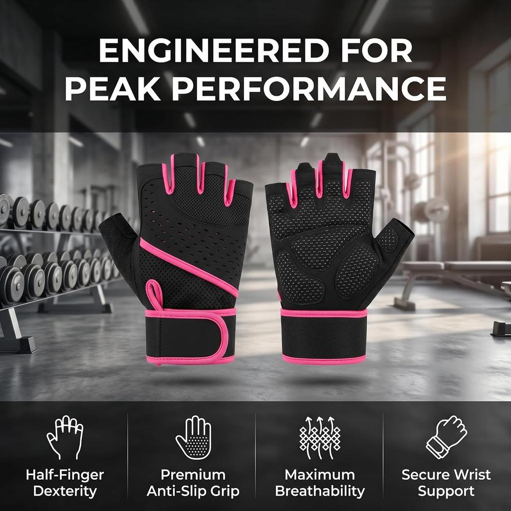 Unisex Half Finger Workout Gloves, Non-Slip Cycling & Gym Training Gloves for Weightlifting, Fitness, Exercise