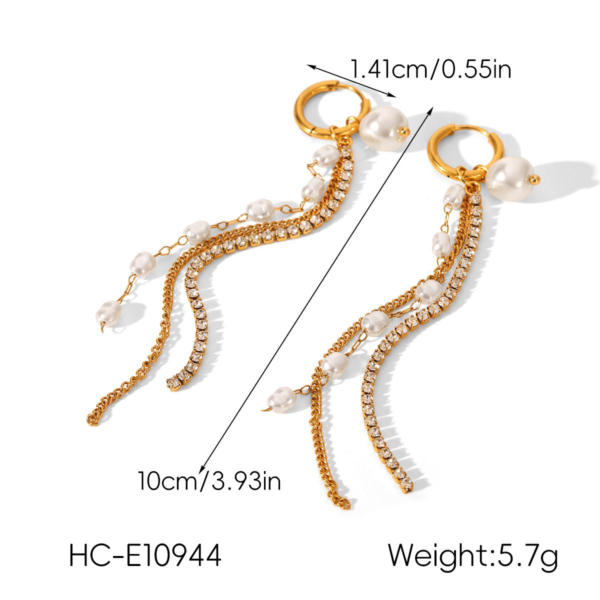 Elegant Tassel Drop Earrings with Pearl and Zirconia Chains Luxurious Versatile Accessories