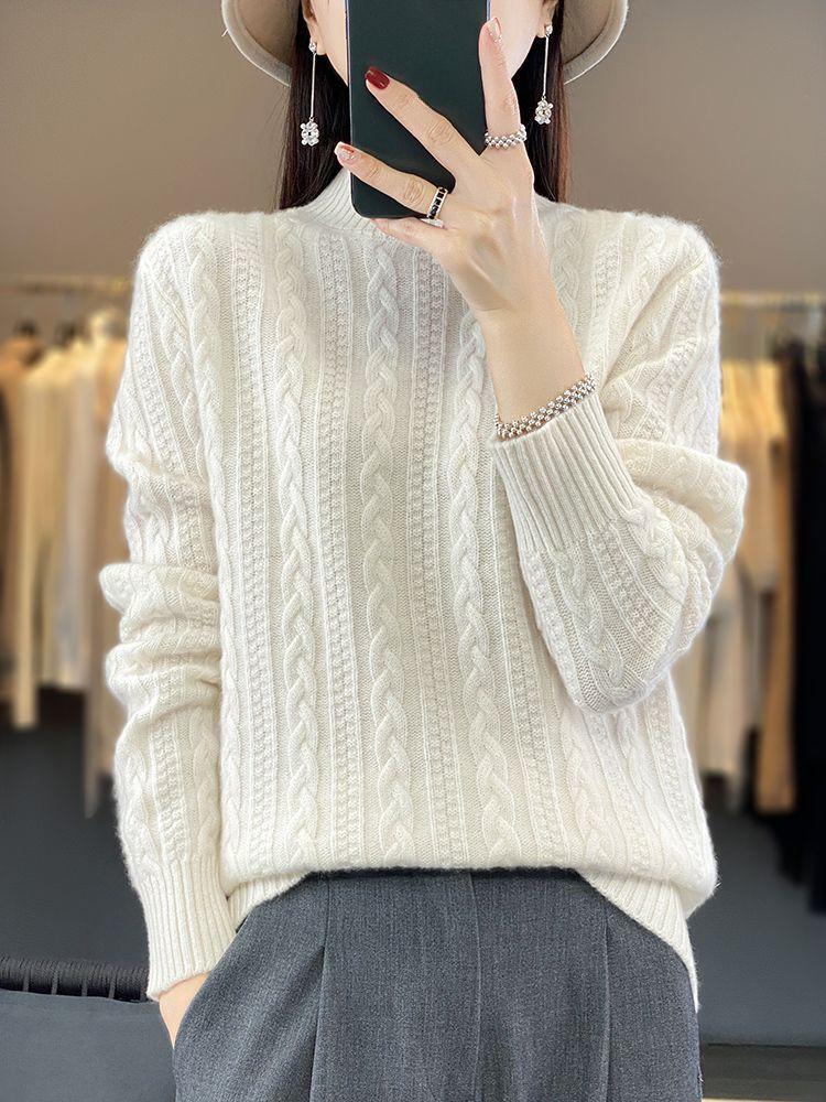 Cable Twist Turtle Neck Knitted Sweater, Elegant Long Sleeve Pullover Sweater for Fall & Winter, Women's Clothing