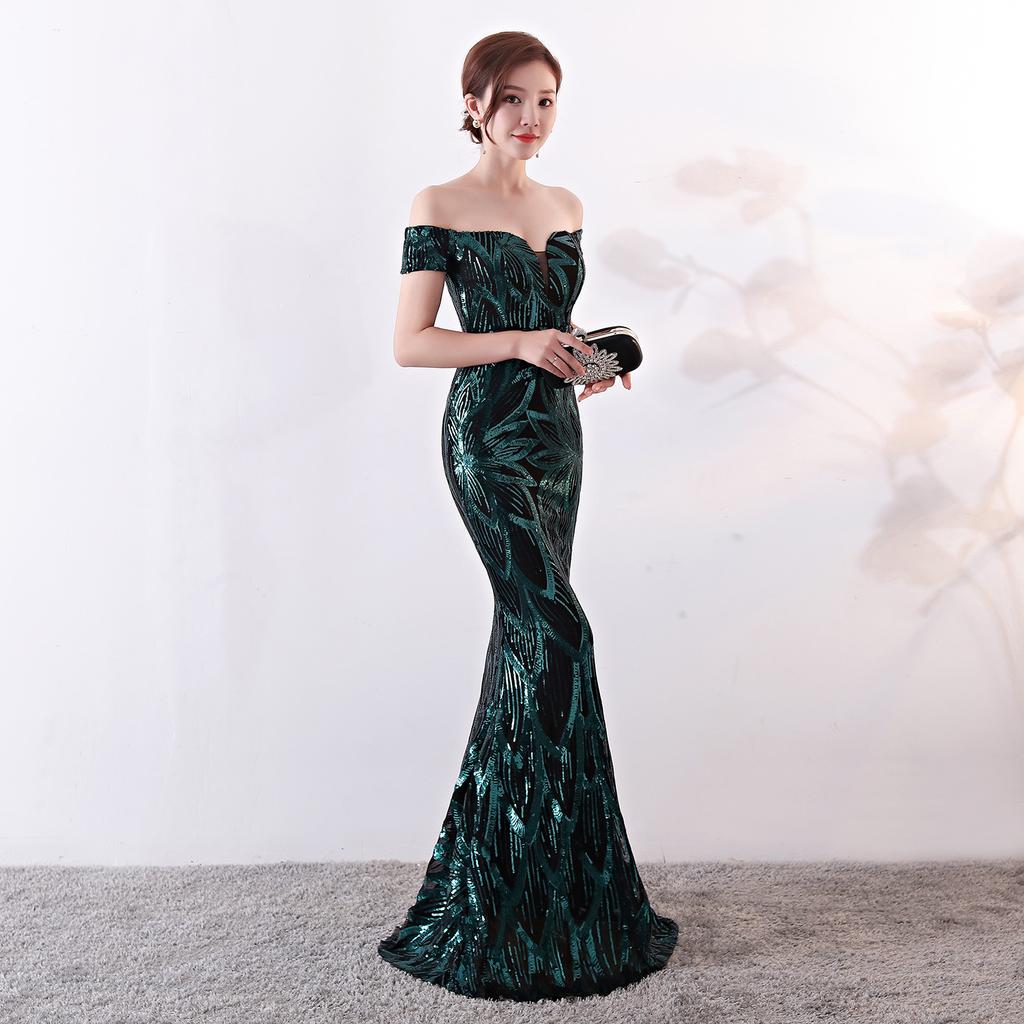 Dress Long Fishtail Sequins Evening Gift Slim Banquet Dress Evening Dresses