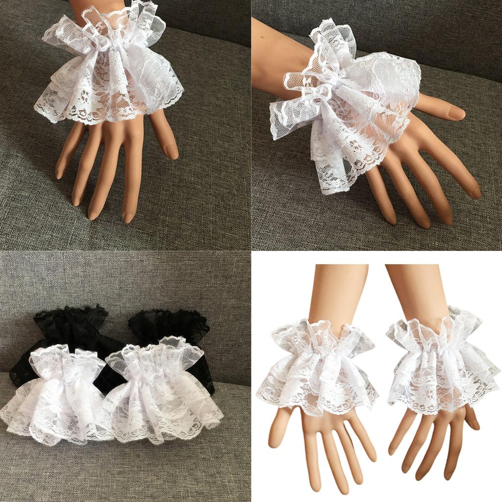 Elastic Lace Wrist Sleeves For Sun Protection Breathable Comfortable Unisex Design White Black Color Choices