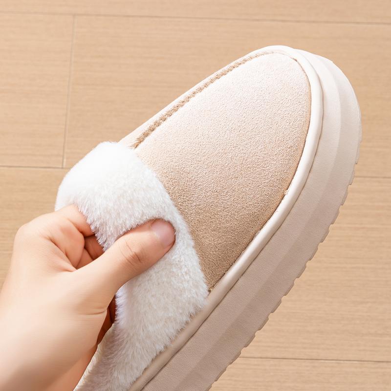 Memory foam slippers women suede platform EVA sole warm home shoes winter non-slip comfortable