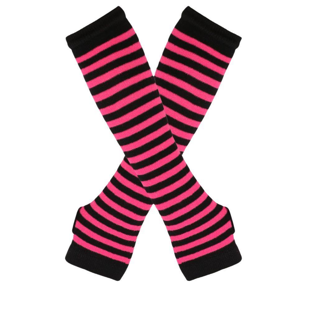 Hot Sale Striped Unisex Half Finger Gloves Long Women Girls Arm Sleeve Gloves Warmer Knitted Wristband Elbow Mittens Warm Cuff