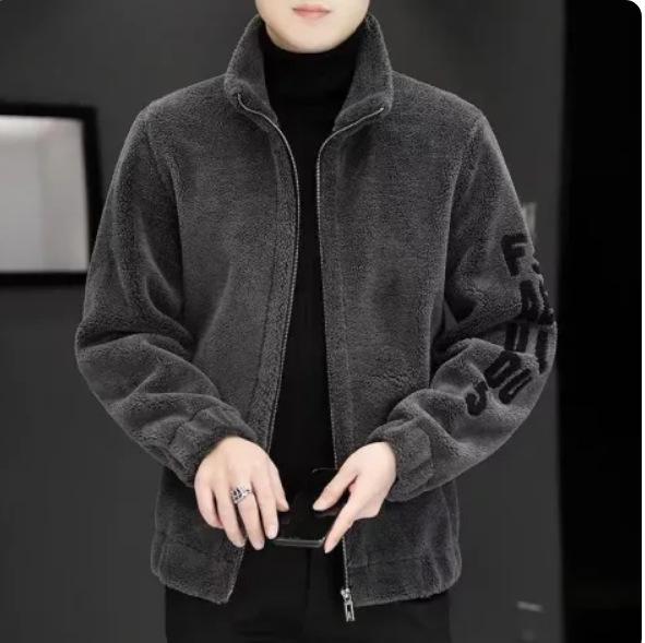 

2025 Men s Lambswool Jacket: Thickened, Warm, Casual Outerwear for Autumn and Winter 3XL