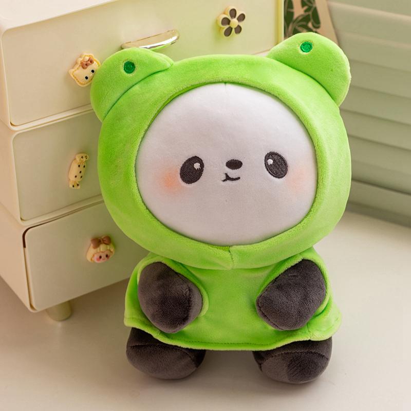 23CM Panda with Frog Lotus Leaf Clover Plush Pillow Doll Toy Cute Stuffed Animal Soft Hugging Kid Birthday Christmas Gift