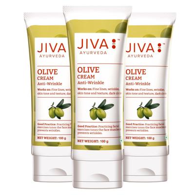Jiva Olive Cream 100gm Pack Of 3 | Ayurvedic Face Cream For Skin Hydration, Anti-Aging, Wrinkle Reduction, And Collagen Boost