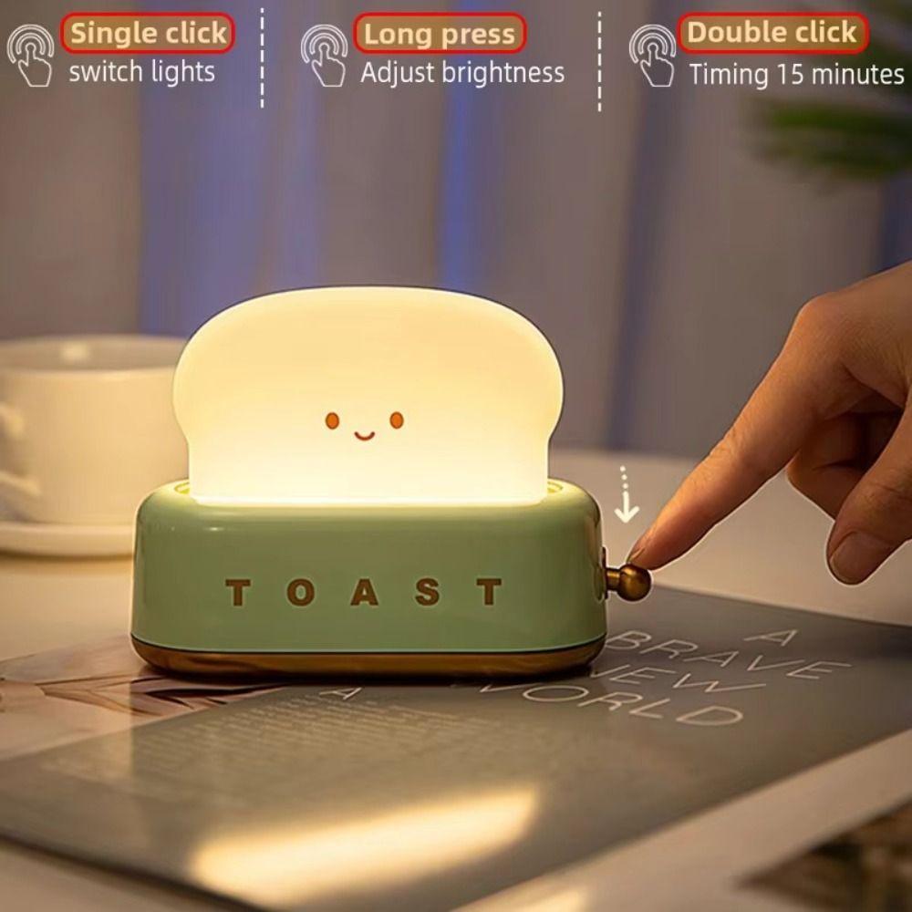 USB Rechargeable Toaster Nightlight Creative Table Light New Bread Toast Light
