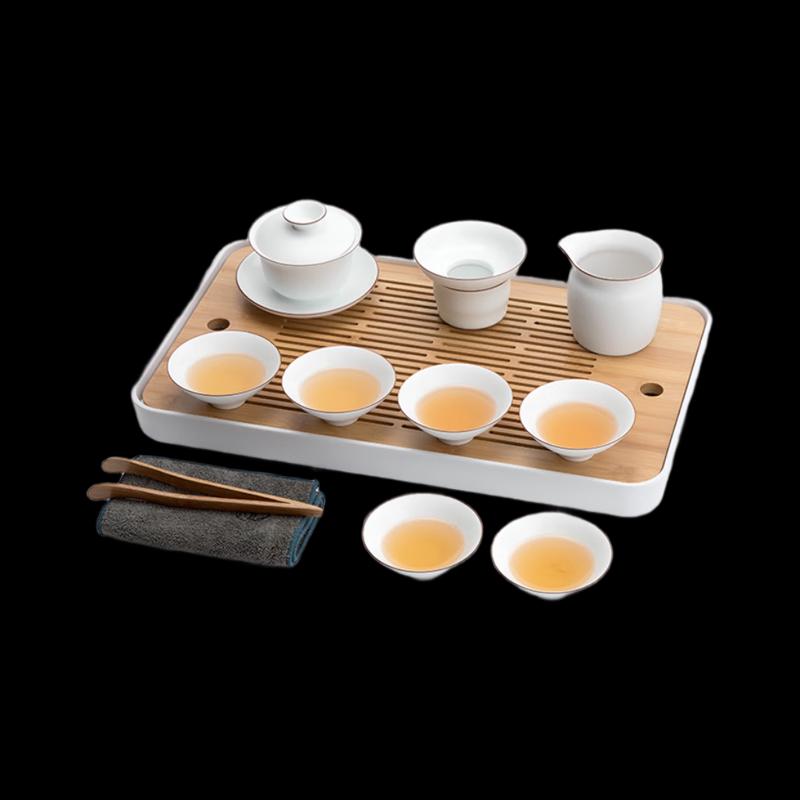 Nanshan Hand-Painted White Porcelain Kung Fu Tea Set
