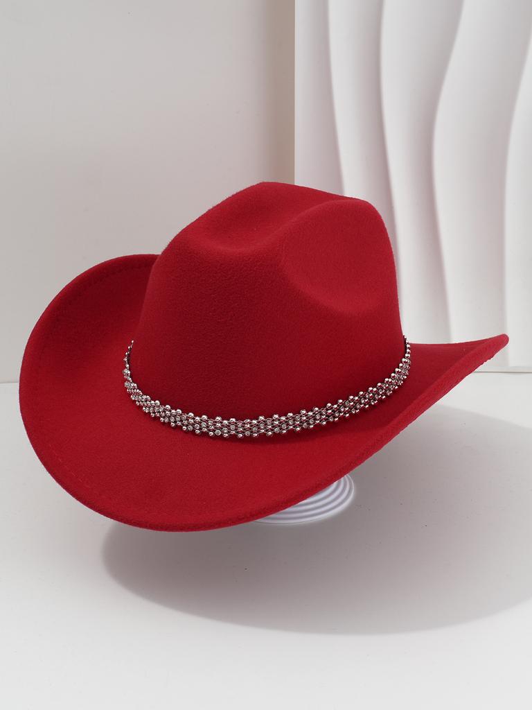 New cowboy hat top hat light luxury European gentleman's hat rhinestone accessories hat music festival party wear