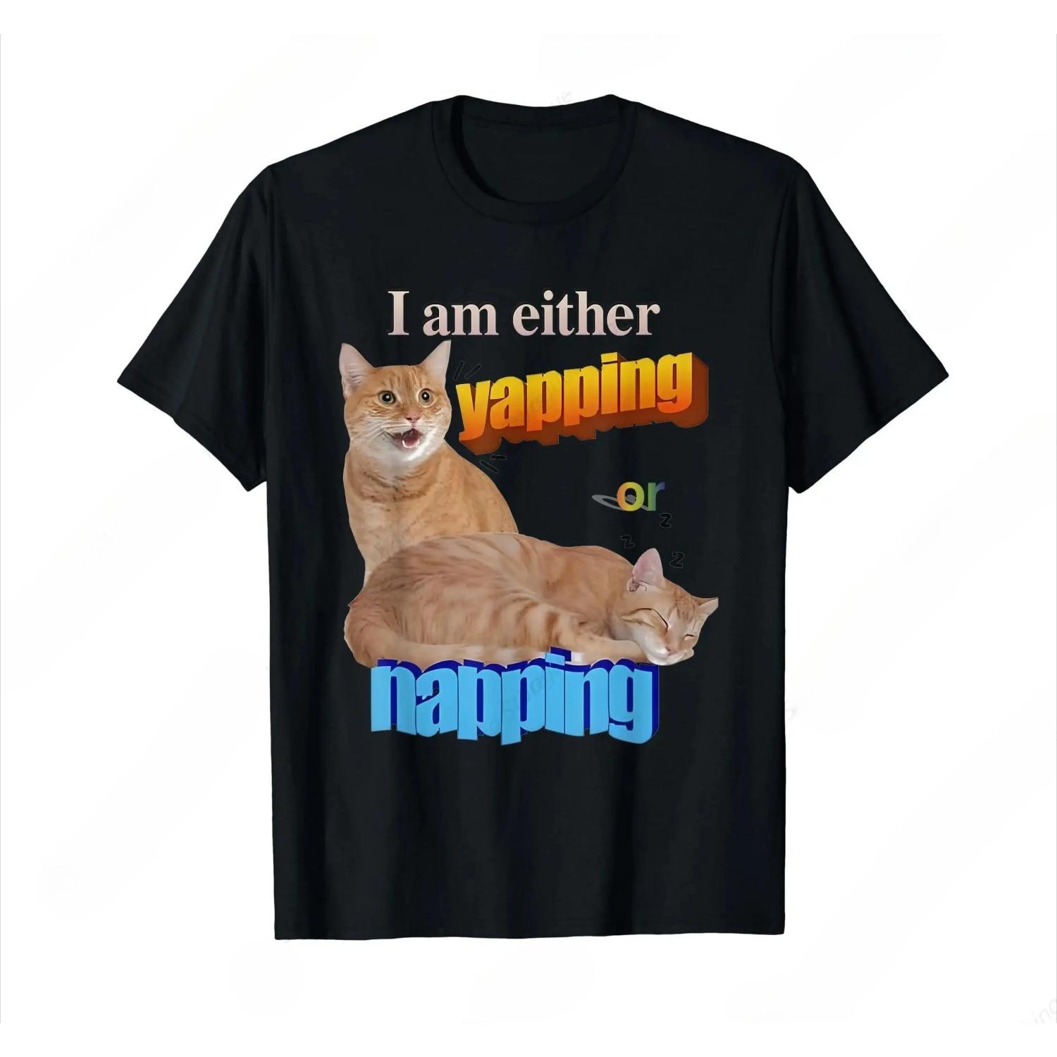 

I Either Nag or Nap T-shirt Short Sleeve Popular Soft T-shirt Round Neck Casual Casual Wear Graphic T Shirts Women s Clothing XXXXXL чорний
