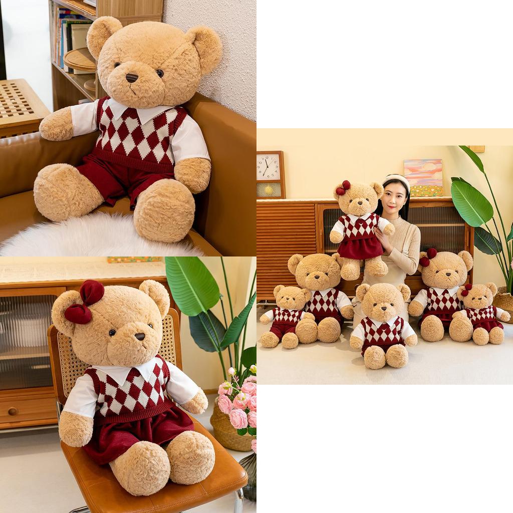 Cute Teddy Bear Plush Toy For Couple Creative Sweater Design Birthday Gift For Girls Pp Cotton Filling Short Plush 45cm