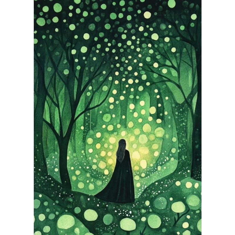 Ethereal Green Witch Ethereal Luna Moth Mystical Forest Witches Moon Poster Canvas Painting Wall Pictures Home Living Room Decor