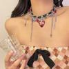 Tooxika New Niche Unique Personality Multi-element Cardinal Heart Cross Tassel Necklace Dark Wind Spicy Girl Collarbone Chain