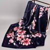 Exquisite Sunscreen Decorative Silk Scarf Women Elegant Peach Blossom Pattern Square Shawl Costume Accessories