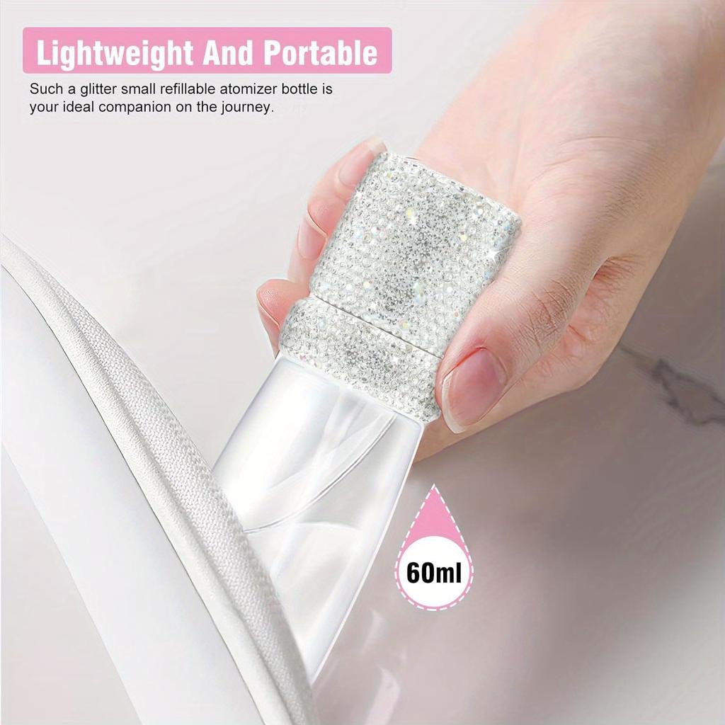 Bling Diamond Spray Bottle Travel Mini Spray Bottles Refillable Fine Mist Cosmetic Liquid Container for Perfume Essential Oils