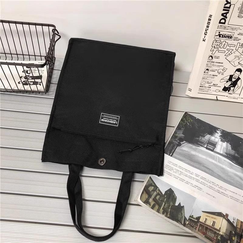 

Мужская холщовая повседневная минималистичная сумка-тоут для поездок на работу - Большая вместимость, одно плечо, портфель, черный/хаки чёрный