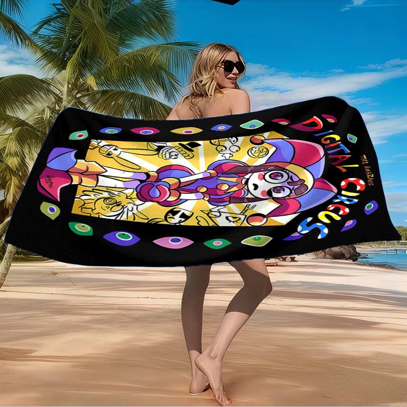 Colorful Digital Circus Beach Towel Microfiber Beach Towel, Lightweight and Quick-Dry, for Summer Travel, Swimming Pool Fan Birthday Gift