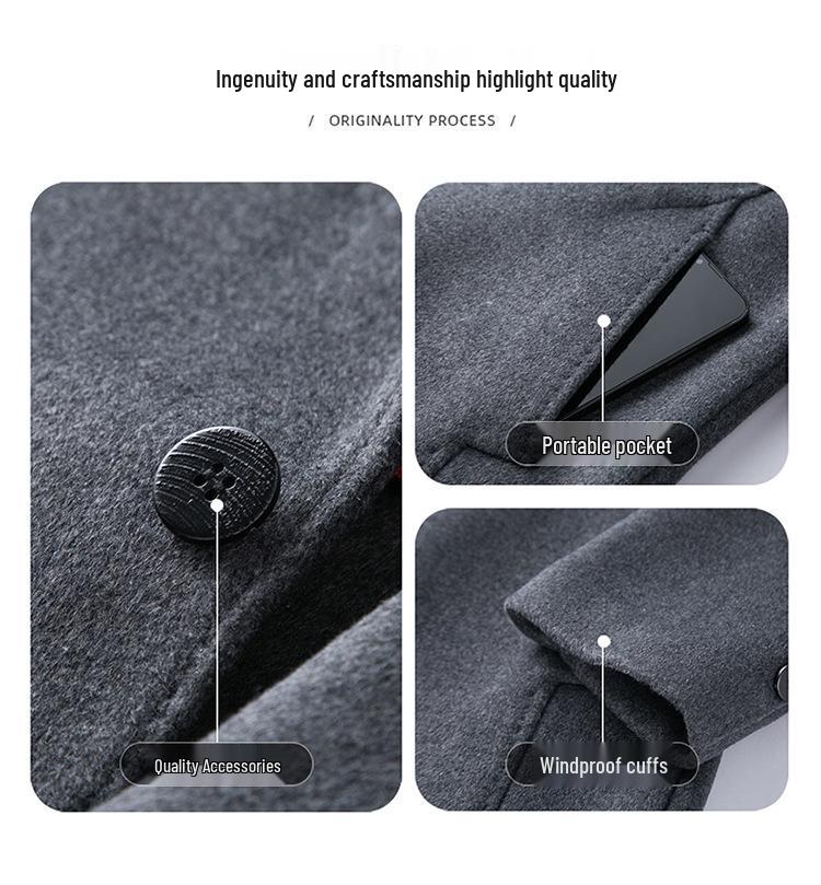 High-Quality Wool Coat for Men - Non-Iron, Casual Winter Trench with Suit Collar